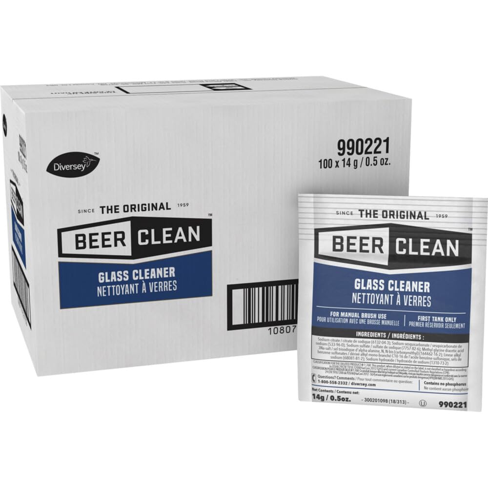 BEER CLEAN Glass Cleaner for Manual Brush, 0.5 oz, 100 Pack