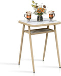 Counter Height Patio Table with HPL Top, Natural Wood