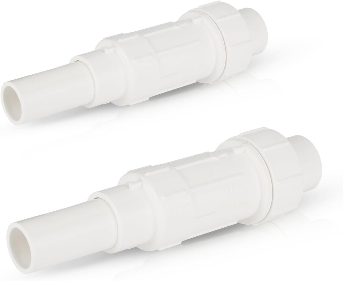 2-Pack EFIELD 1/2-inch PVC Expansion Repair Coupling for Broken or Cracked Pipe, Schedule 40, White