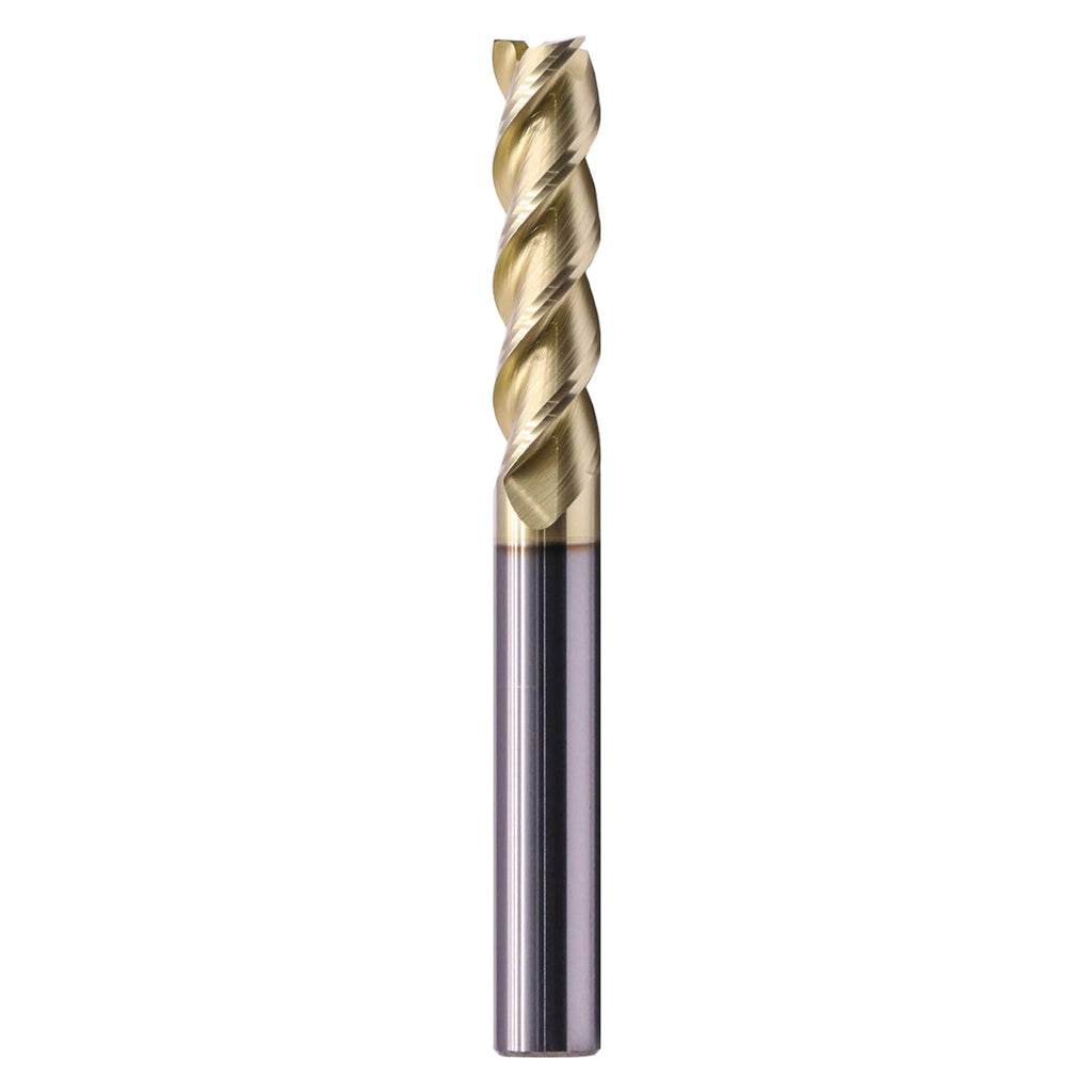 3/8" 3 Flute Solid Carbide Long End Mill, 3-1/2" Overall Length, ZrN Coated