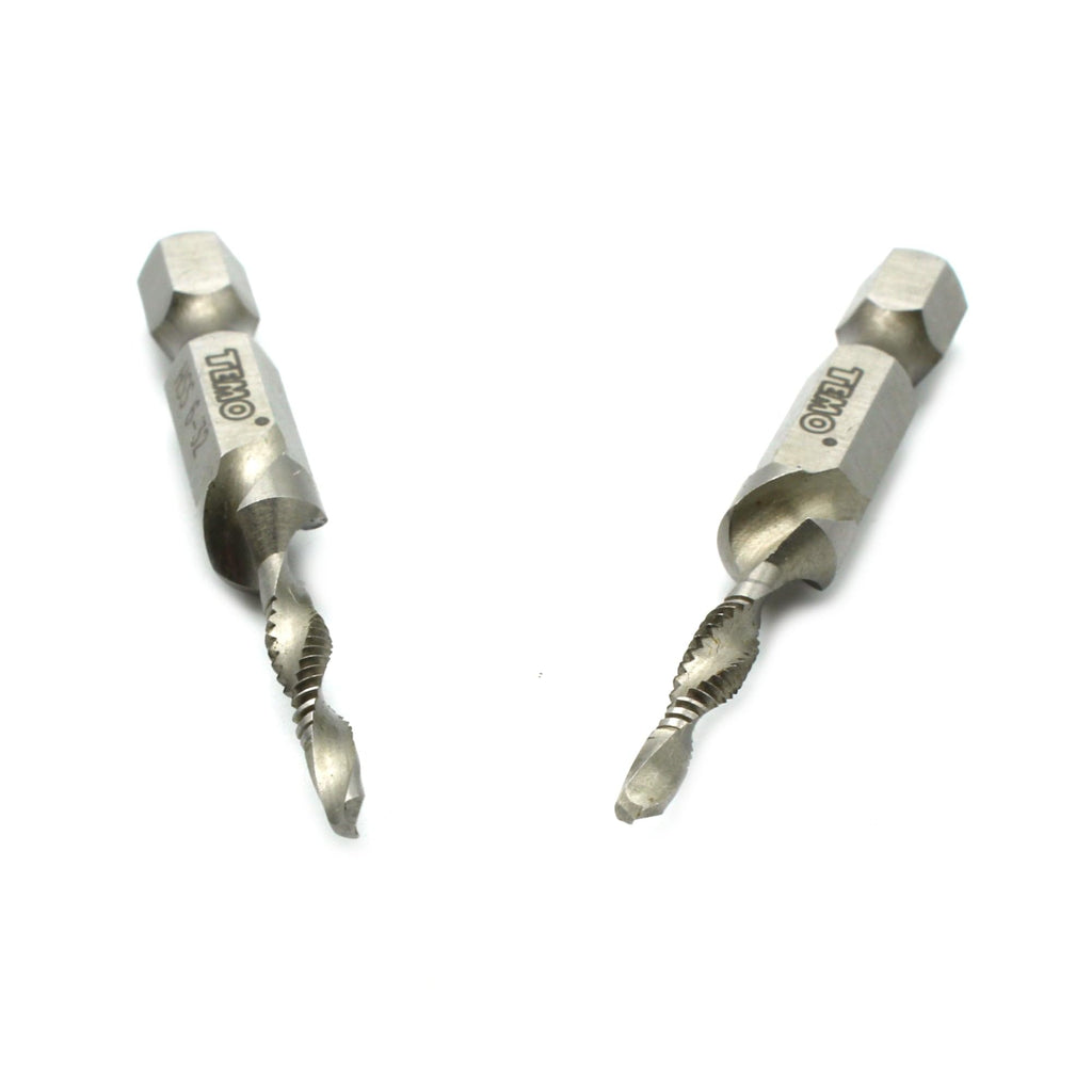 TEMO 2p M2 HSS 6-32 Combination Drill and Tap Deburr Countersink Hex Bit