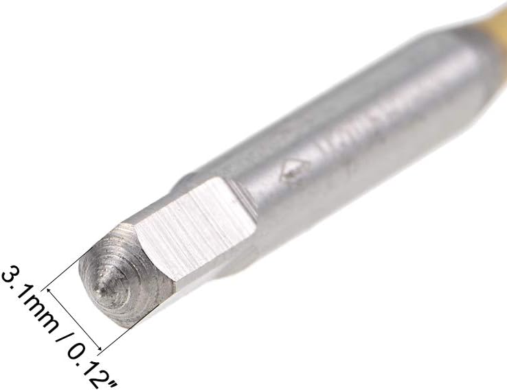 uxcell Spiral Point Plug Threading Tap M3 x 0.5 Thread, Ground Threads H2 3 Flutes, High Speed Steel HSS 6542, Titanium Coated, Metric Screw Taps Tapping Bit for Thread Repair, 2pcs