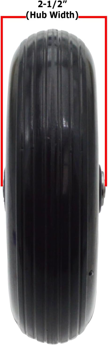 New ALCO 8" x 2" (200x50) Heavy Duty Wheel (Each) for Jazzy, Pride, Jet Power, Medline, Drive and ALCO Wheelchairs. Firm Tread for Easier Rolling (Black). 5/16" (8 mm) Bearing, 2-3/8" (60 mm) Hub Wdth