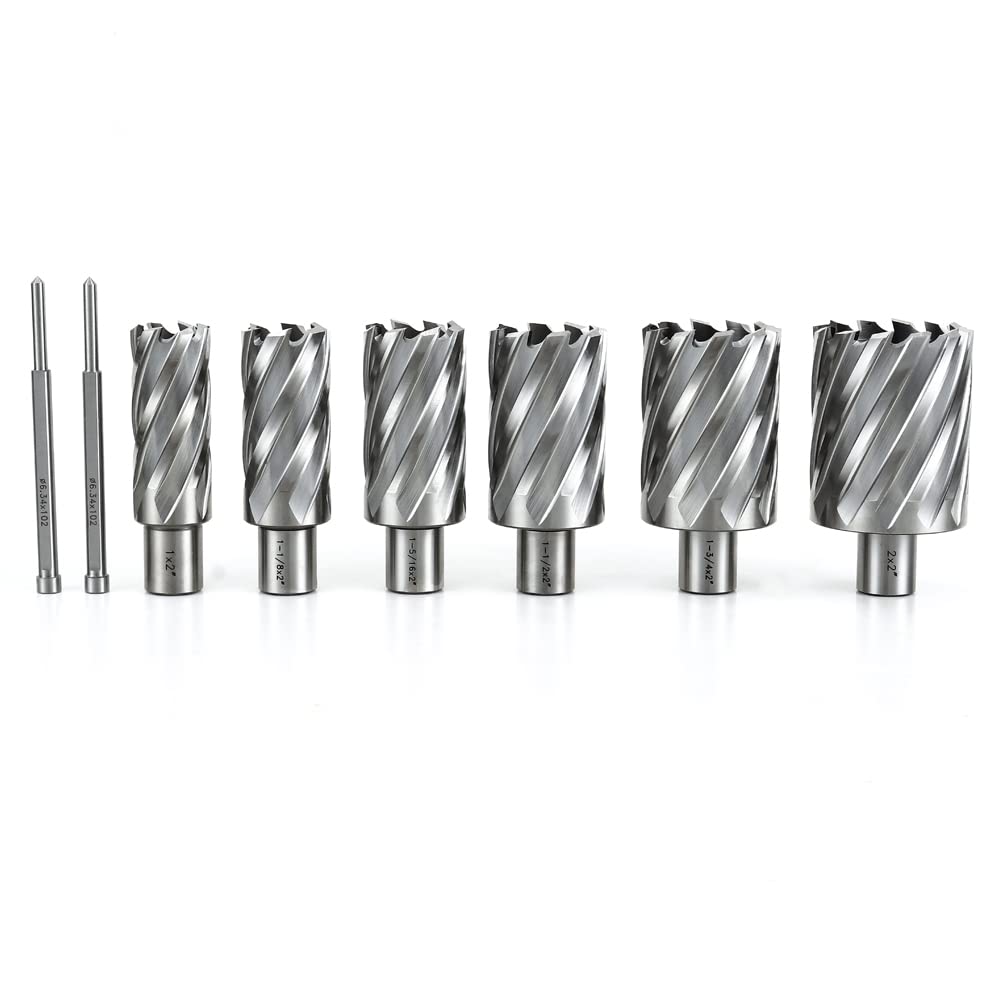 OSCARBIDE 8pcs HSS Annular Cutter Set,1" to 2" Dia,2" Cutting Depth