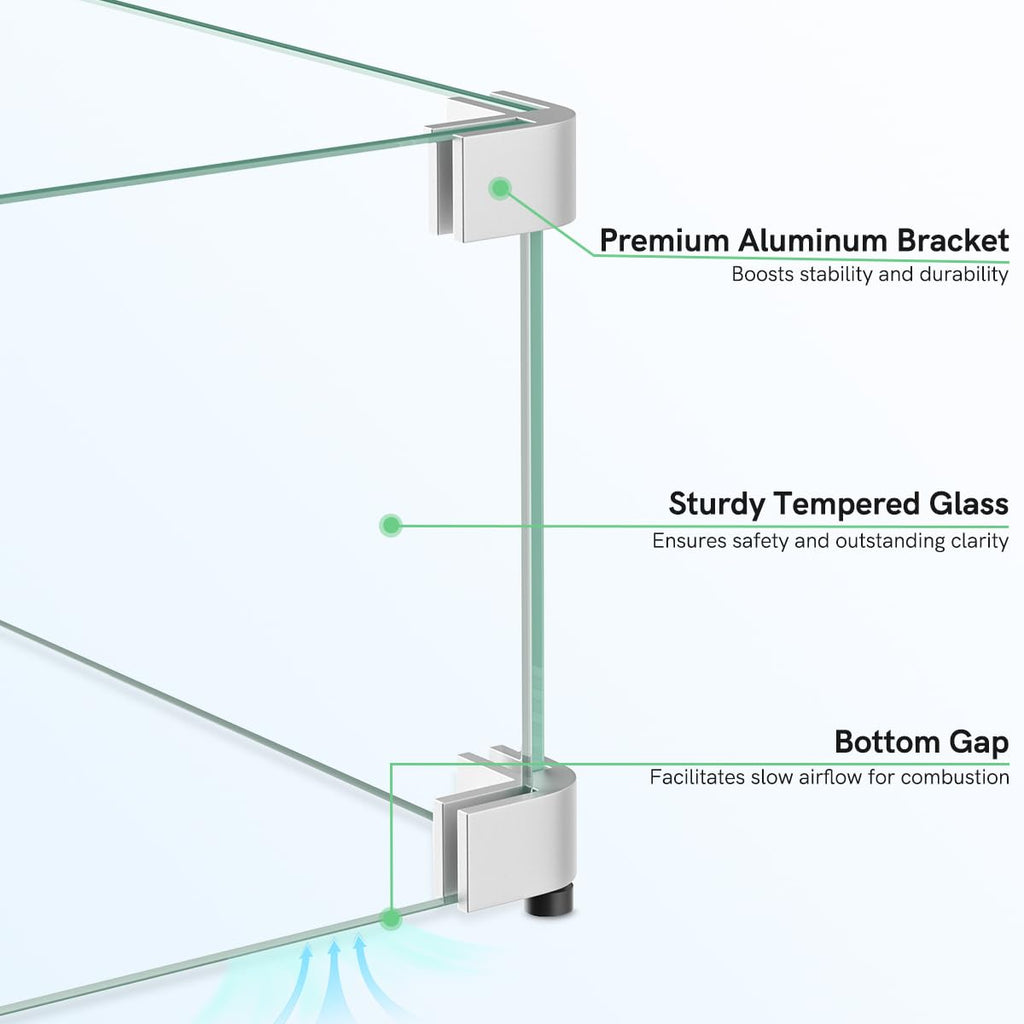 20.5" x 20.5" x 6" Glass Wind Guard for Fire Pit Table