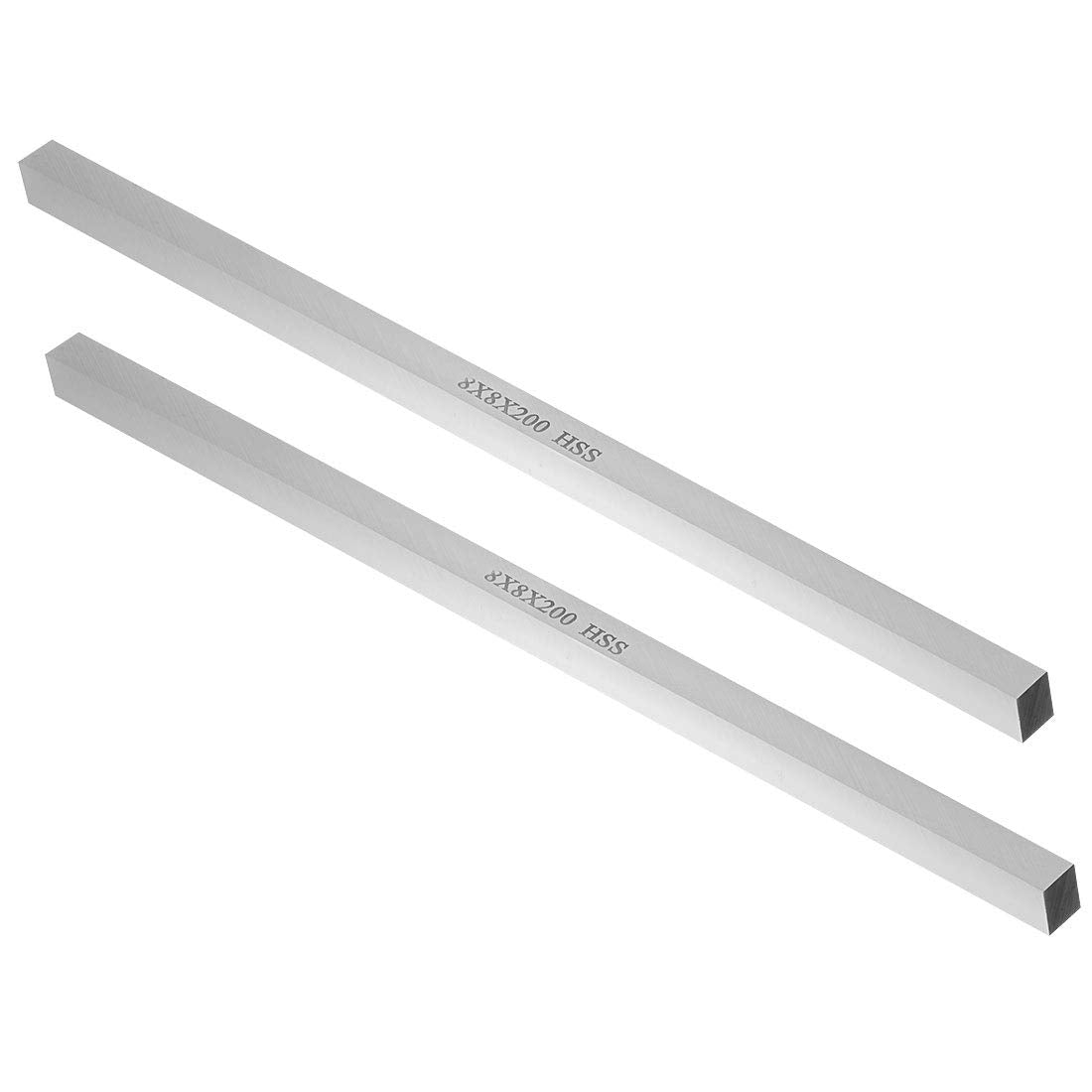 uxcell HSS Lathe Tool Bit 8mm x 8mm x 200mm, Square Lathe Turning Tool Blanks, High Speed Steel Rectangular Fly Cutter Mill Blank, 2pcs