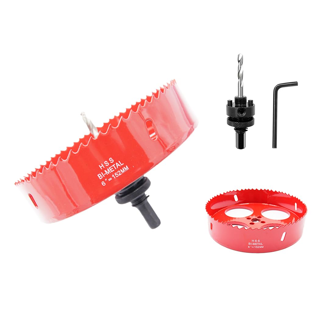 152mm Hole Saw,LAIWEI Heavy Duty Mandrel Hole Cutter for Drilling Wood, Aluminum Profile, PVC and Other Materials(6 inch)