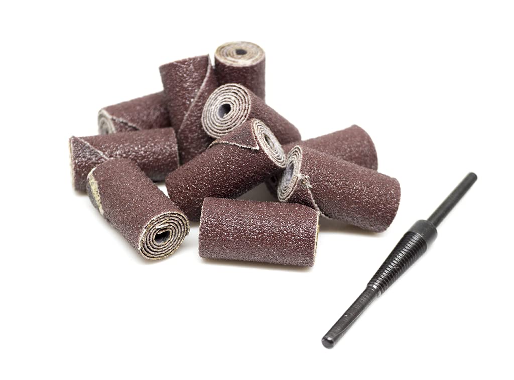 Benchmark Abrasives Aluminum Oxide Straight Sanding Cartridge Rolls for Blending Deburring Polishing Sanding Metals, Rotary Sander - Die Grinder Abrasives (10 Pack)(1/2" x 1-1/2", 60 Grit)