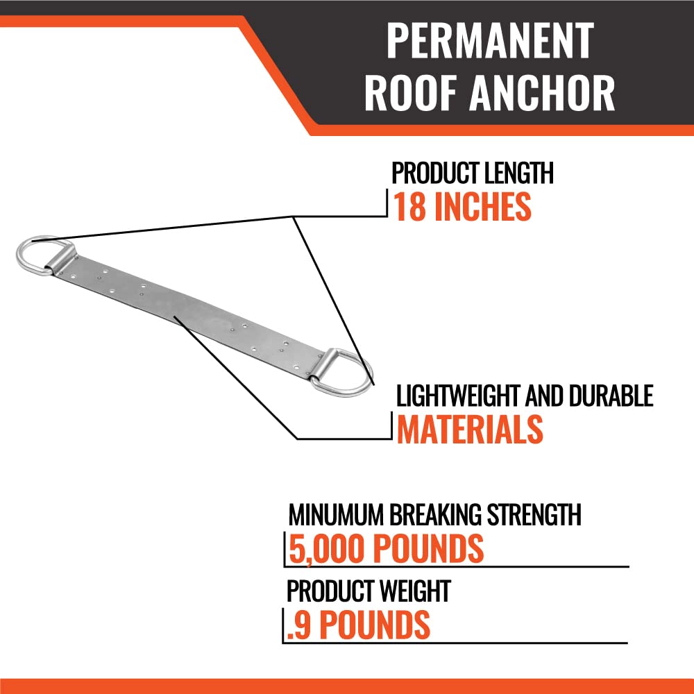 Permanent Roof Anchor – 18” Dual D-Ring Fall Protection Anchor