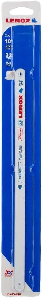 LENOX 32 TPI Hacksaw Blades, 10", 2 Count (2014655)