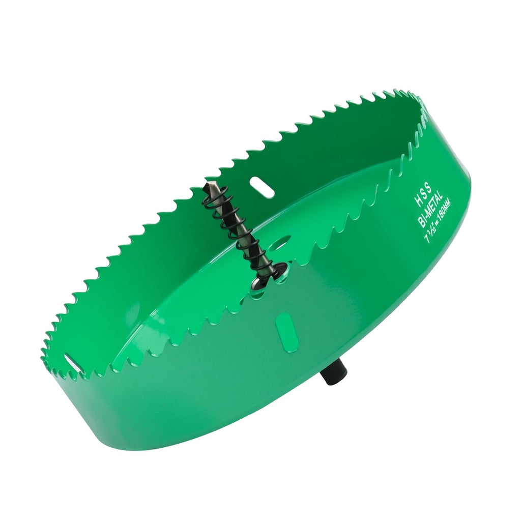 7.1 Inches/180mm Bi-Metal Hole Saw with Arbor & Pilot Bit