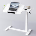 Adjustable Overbed Bedside Table with Wheels Pneumatic Mobile Standing Laptop Desk Rolling Computer Cart Movable