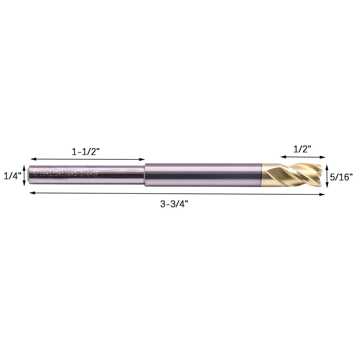 2Pcs 5/16" 3 Flute Solid Carbide Long Reach Square End Mill - ZrN Coated
