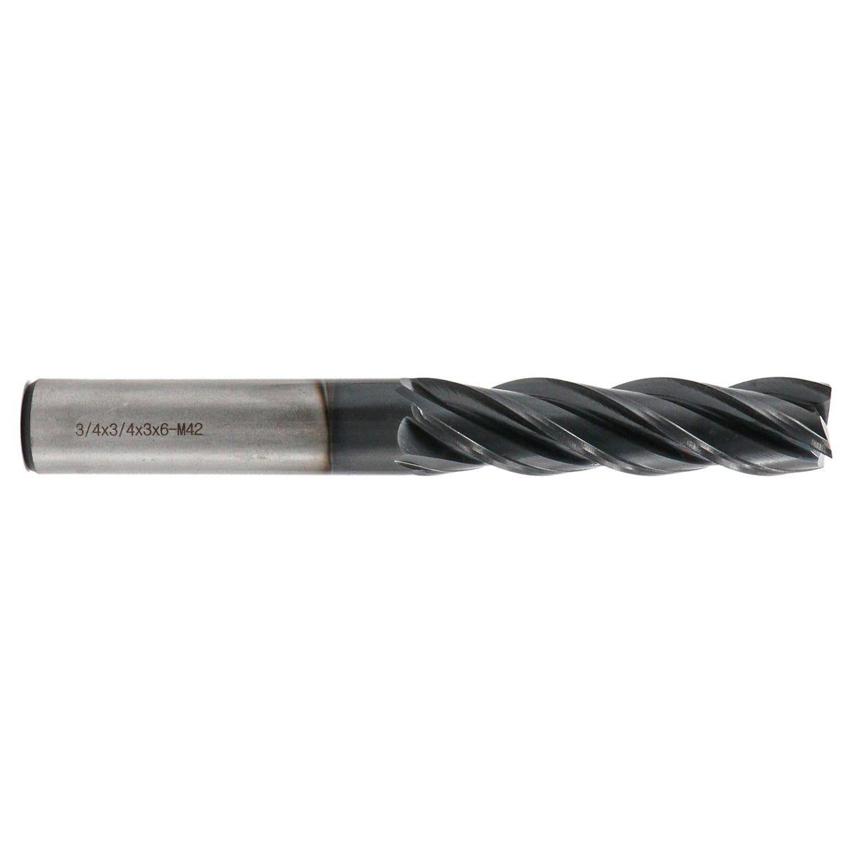 3/4" 4 Flute Variable Helix M42 Cobalt HSS End Mill - AlTiN Coated, 6" OAL