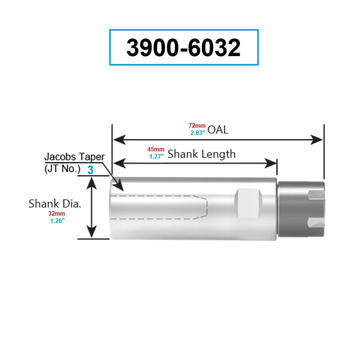 HHIP 3903-6032 ER20 Collet and Drill Chuck with JT3 Sleeve