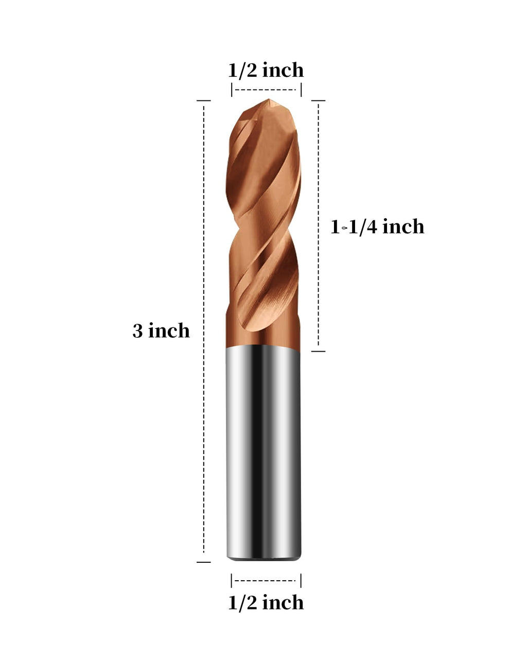 Zorqon 1/2" Carbide Ball Nose End Mills, TISIN Coated, 2 Flute