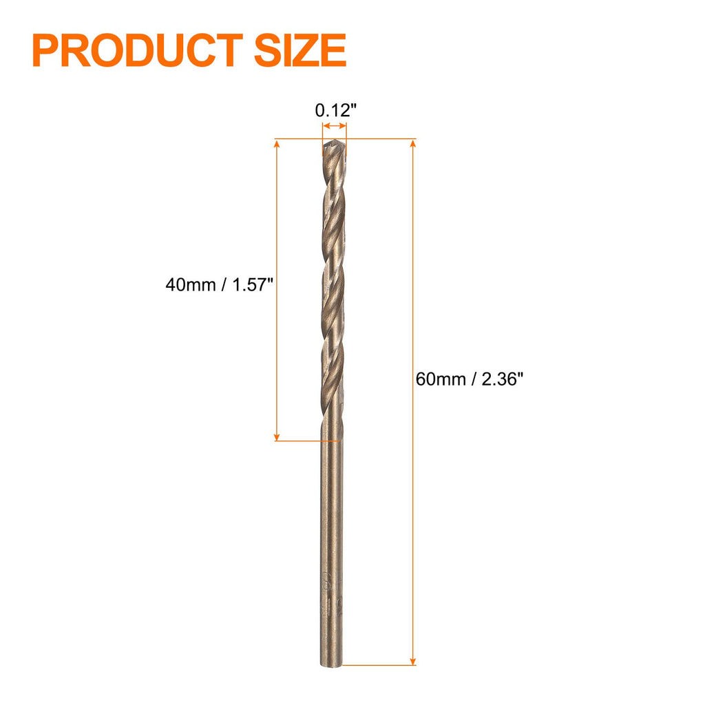 HARFINGTON 12pcs Cobalt Drill Bit, #31 0.12" HSS-CO Aircraft Twist Drill Bit with Straight Round Shank for Drilling Stainless Steel Cast Iron Tough Material