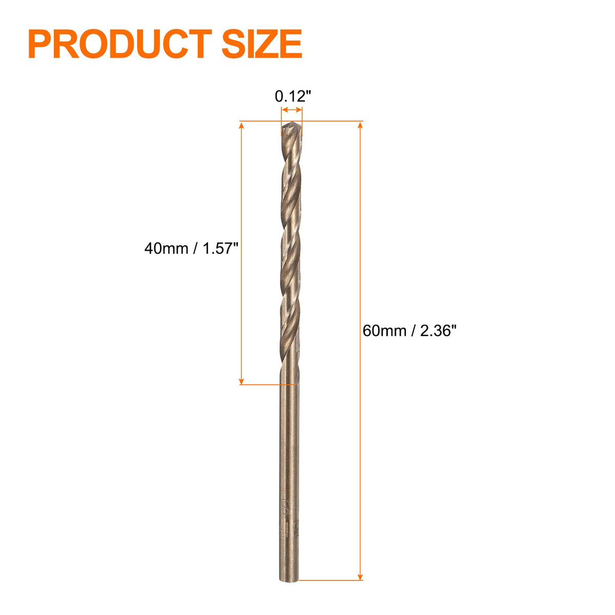 HARFINGTON 12pcs Cobalt Drill Bit, #31 0.12" HSS-CO Aircraft Twist Drill Bit with Straight Round Shank for Drilling Stainless Steel Cast Iron Tough Material