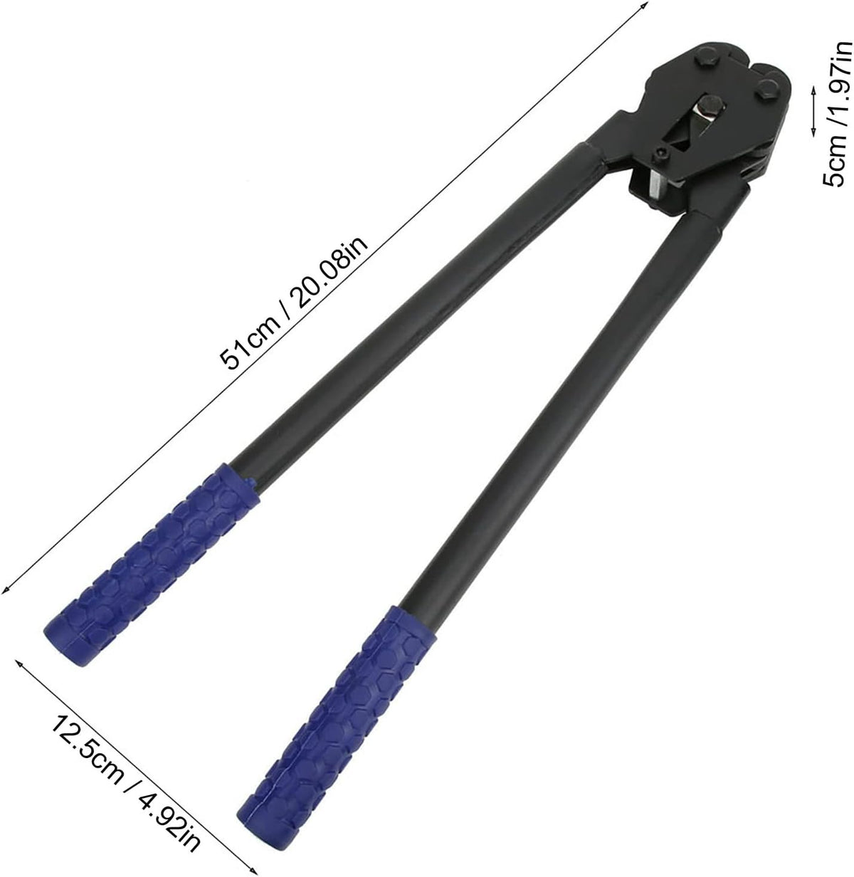 Duty 16 19mm PP PET Strap Crimper Pliers High Strength Steel Manual Banding Tool with Ergonomic Blue Handles for