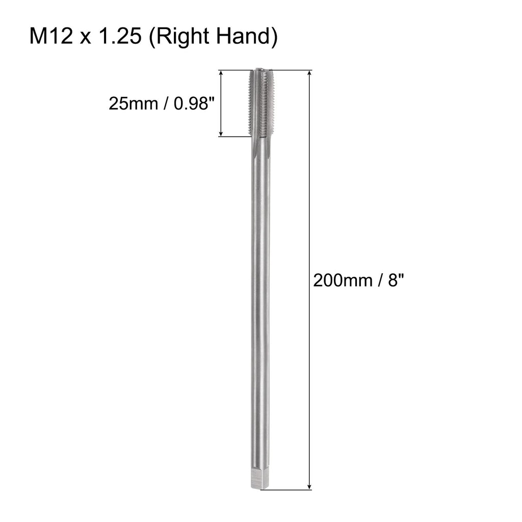 uxcell Metric Thread Tap M12 x 1.25 H2 200mm Extra Long Straight Flute Screw Thread Milling Machine Taps Threading Tapping Repair Tool