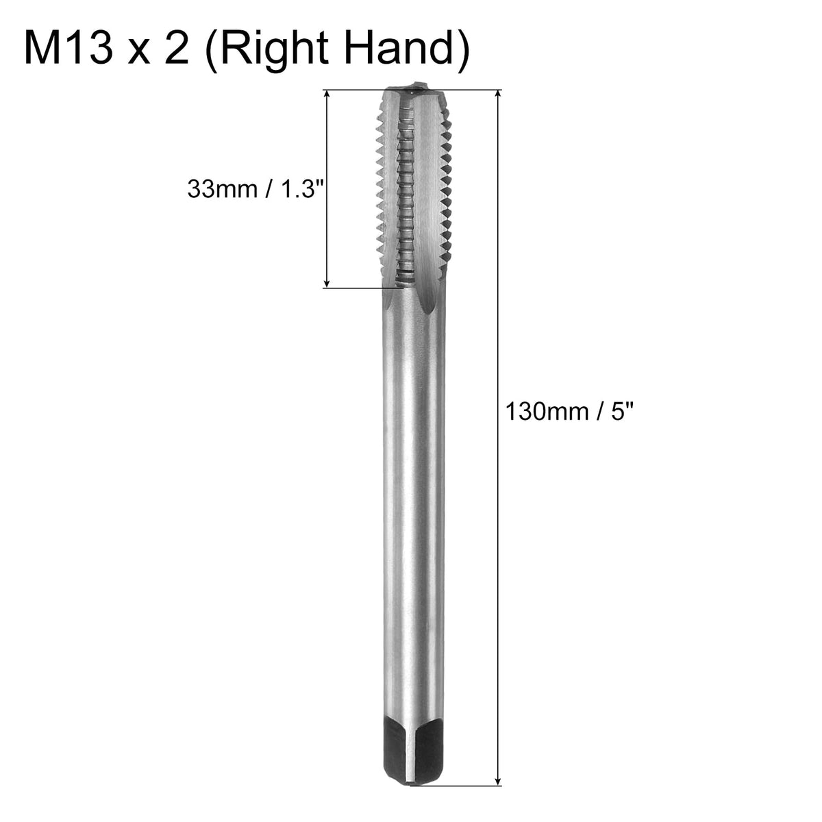 uxcell Metric Thread Tap M13 x 2 H2 130mm Extra Long Straight Flute Screw Thread Milling Machine Taps Threading Tapping Repair Tool