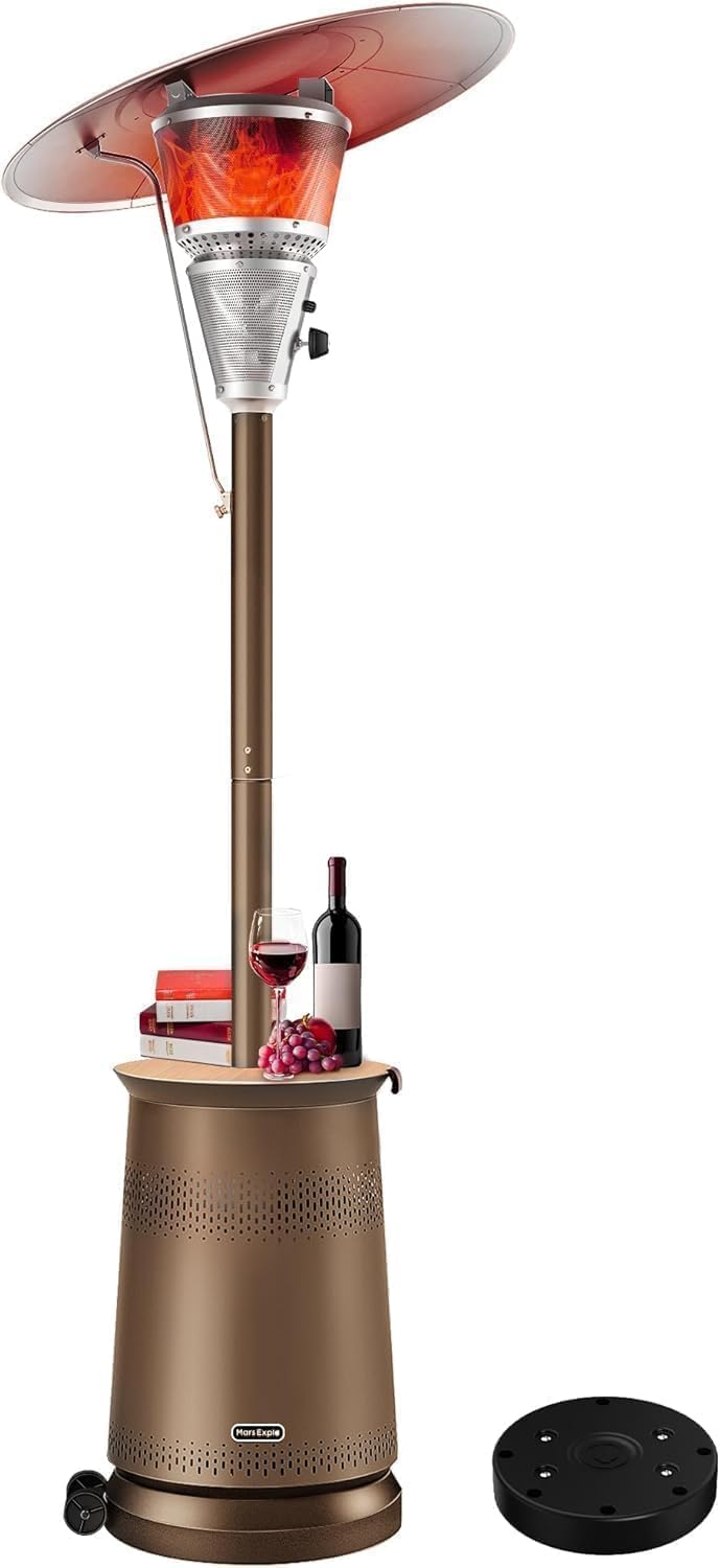 50,000 BTU Patio Heater for Outdoor Use With Adjustable Heat Focusing Top, Portable Propane Patio Heater with Wheels