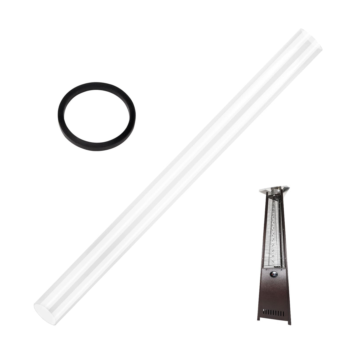 49.5 x 4" Patio Heater Glass Tube Replacement with Silicone Ring