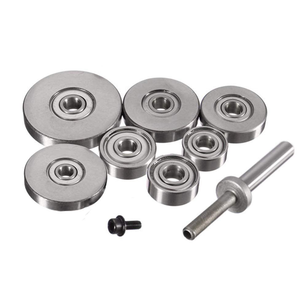 Yakamoz 7PCS Multi-Rabbet Top Mounted Bearings Replacement Kit Rabbeting Router Bit Ball Bearing Guide Set | Inner Dia. 3/16” & Overall Dia. 3/8", 1/2", 5/8", 3/4", 7/8", 1", 1-1/8"