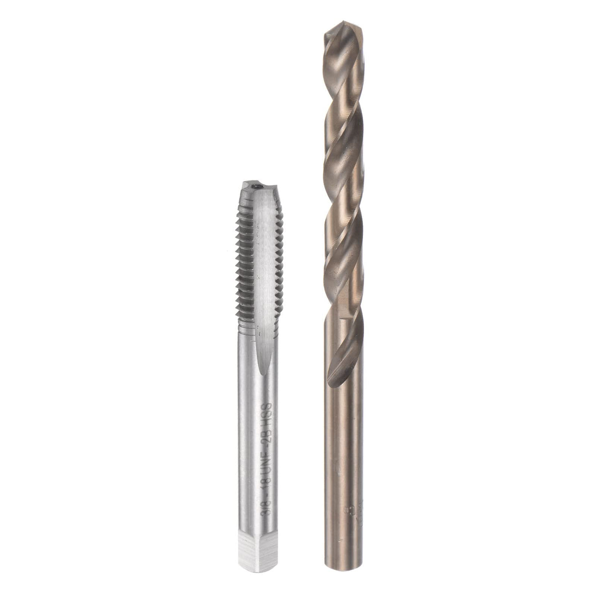 HARFINGTON Tap & Bit Sets, 3/8-18 UNF 2B Straight Flute Machine Thread Milling Tap, 8.1mm M35 Cobalt High Speed Steel (HSS-CO) Twist Drill Bit
