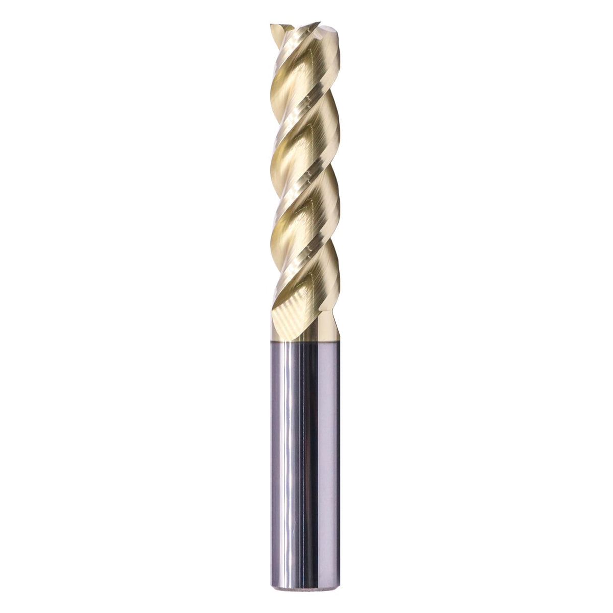 1/2" 3 Flute Solid Carbide Long End Mill, 4" Overall Length, ZrN Coated