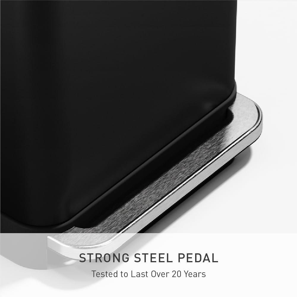 Rectangular Step Can, 45L / 12 Gallon Kitchen Trash Can, Liner Rim System, Liner Pocket, 150,000-Step Pedal, Lid Shox