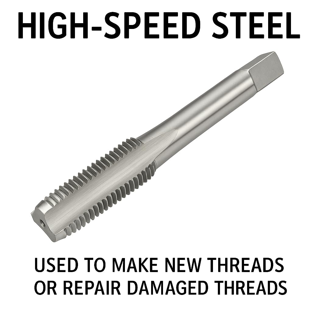 M12x1.0 Metric Tap and Die Set Right Hand HSS Tap & GCr15 Hex Die for Metal Thread Repair