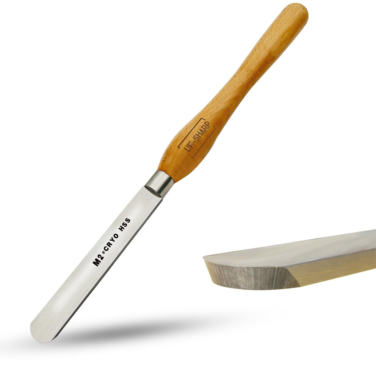 UF-SHARP 1 inch Round Nose Scraper, M2 Cryo High Speed Steel Wood Turning Tools with Beech Wood Handle