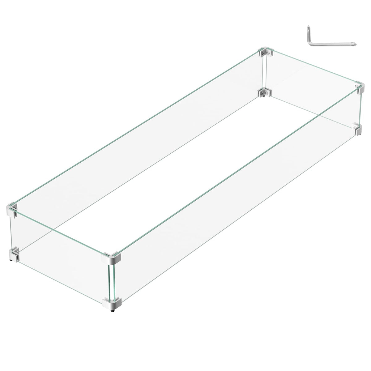 41.5 x 13.5 x 6 Inch Glass Wind Guard for Propane Gas Fire Pit Table, Rectangular Thick Tempered Glass Shield
