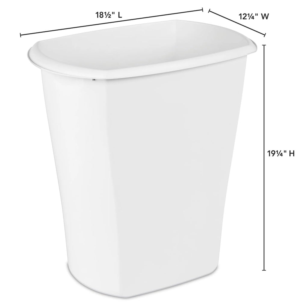 Large Kitchen Trash Can, 10 Gallon Plastic Garbage Bin with No Lid, White