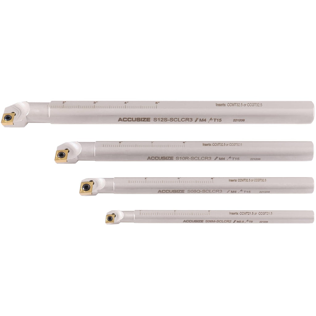 Accusize Sclcr Indexable Boring Bar Set, 3/8", 1/2", 5/8", 3/4" for Steel