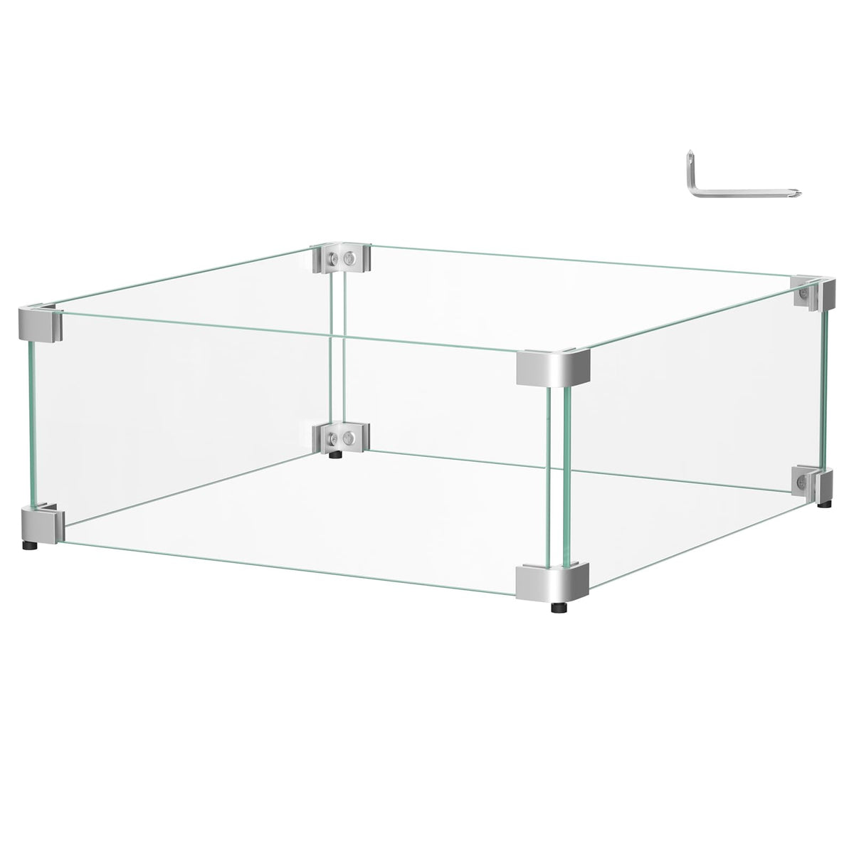 20.5" x 20.5" x 6" Glass Wind Guard for Fire Pit Table