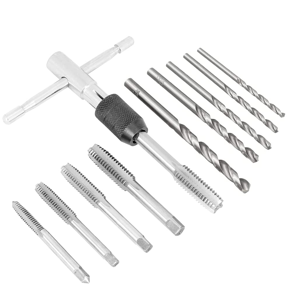 T-Handle Tap Wrench Kit with 5pcs M3 M4 M5 M6 M8 Machine Thread Taps Set