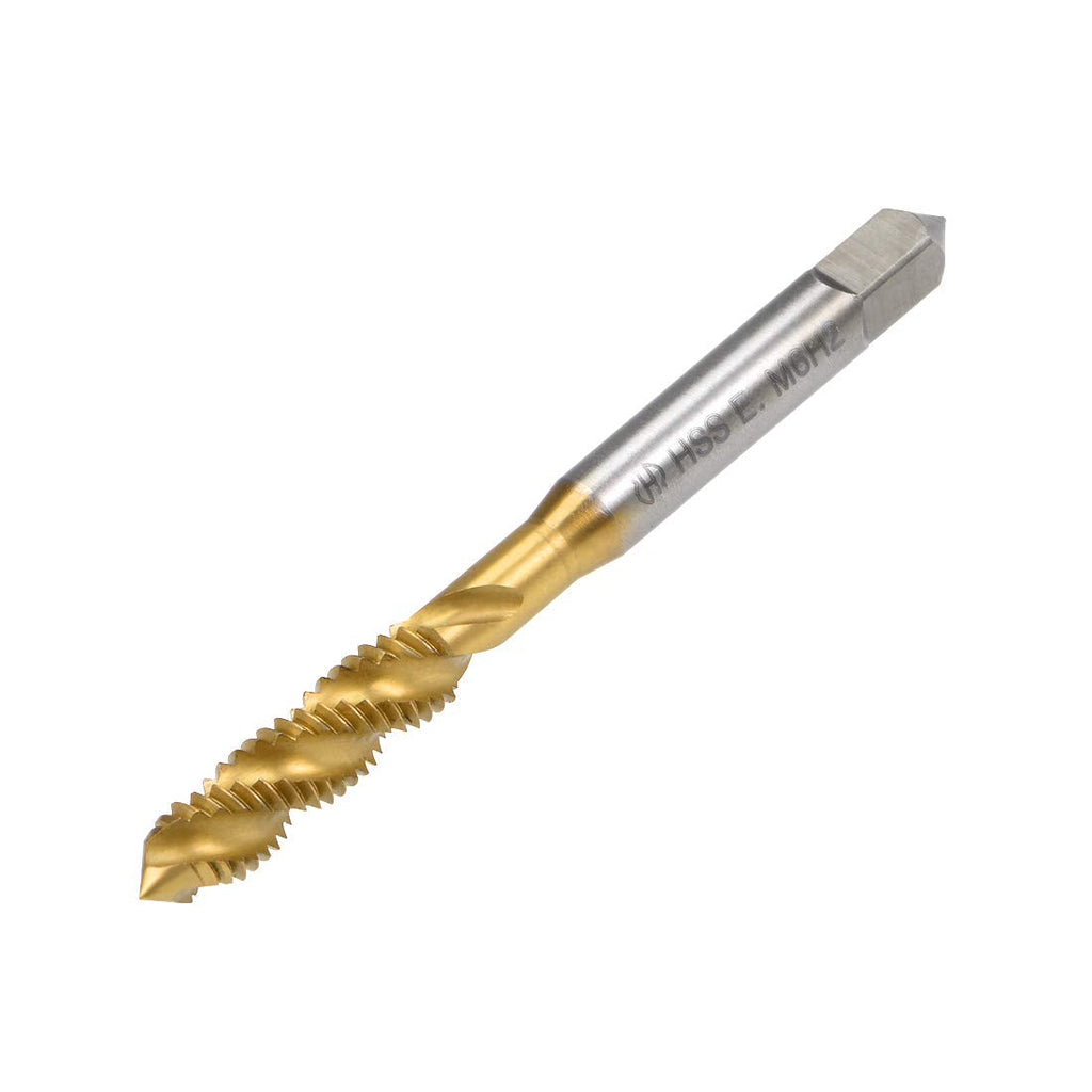 uxcell Spiral Flute Tap M6 Thread H2 Tolerance M35 Cobalt Titanium Plating HSS