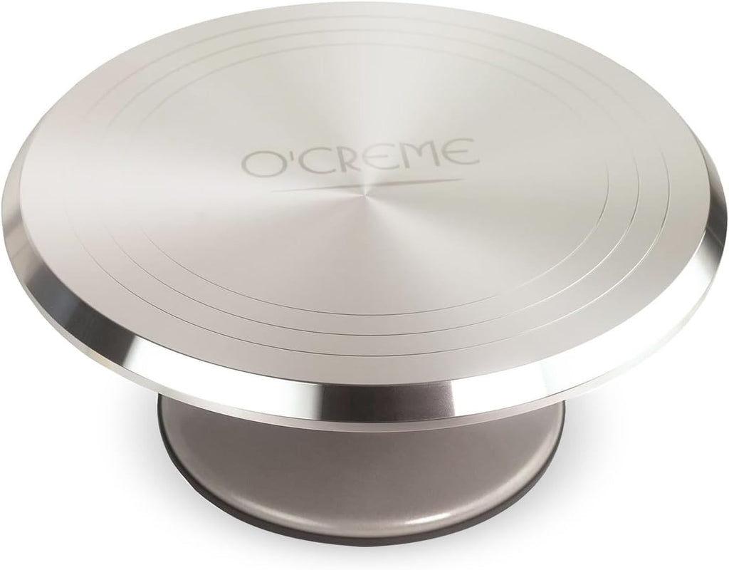 O’Creme Cake Turntable Stand, 12 inch – Heavy-Duty Aluminum Alloy Rotating Turn Table Display Lazy Susan for