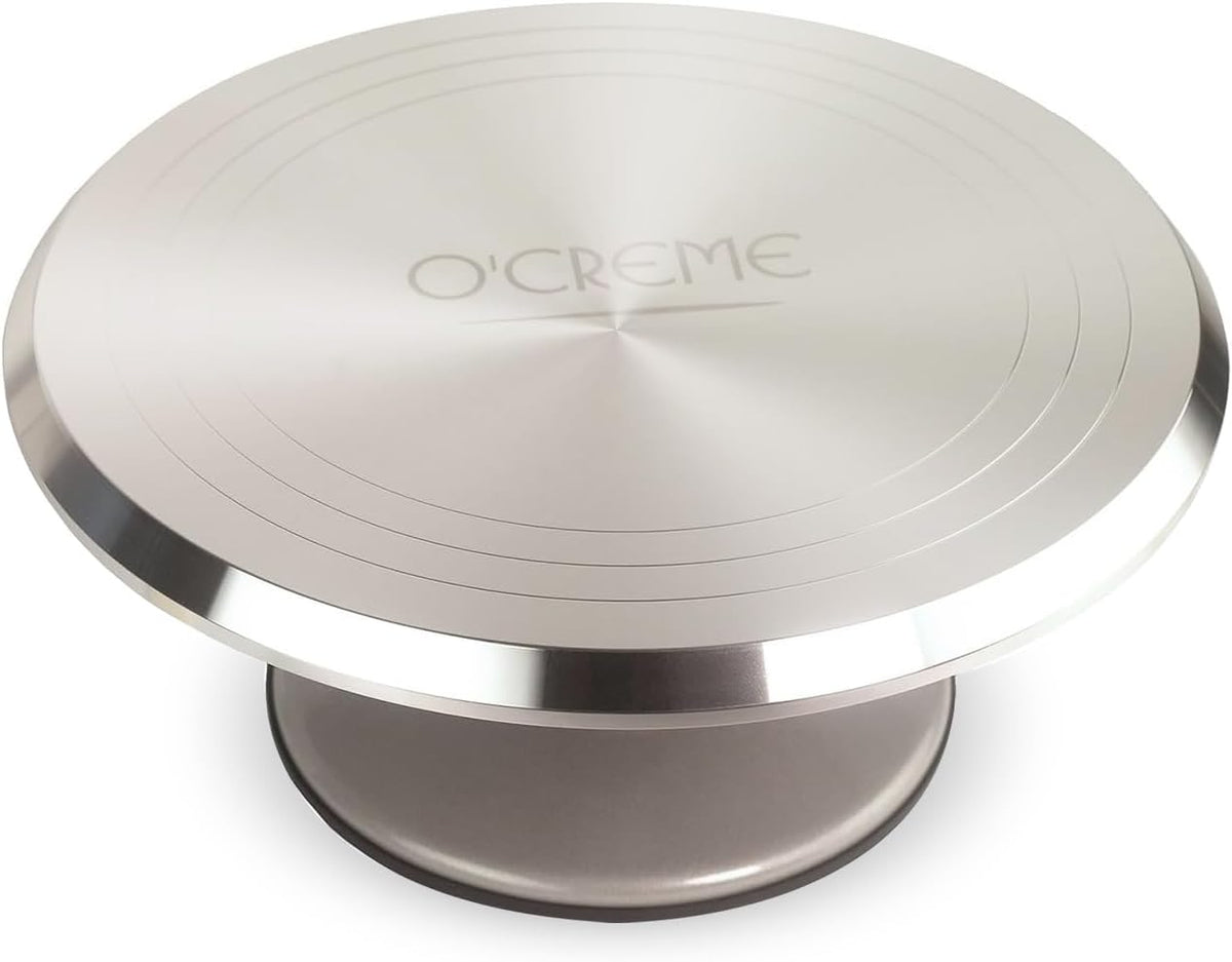 O’Creme Cake Turntable Stand, 12 inch – Heavy-Duty Aluminum Alloy Rotating Turn Table Display Lazy Susan for