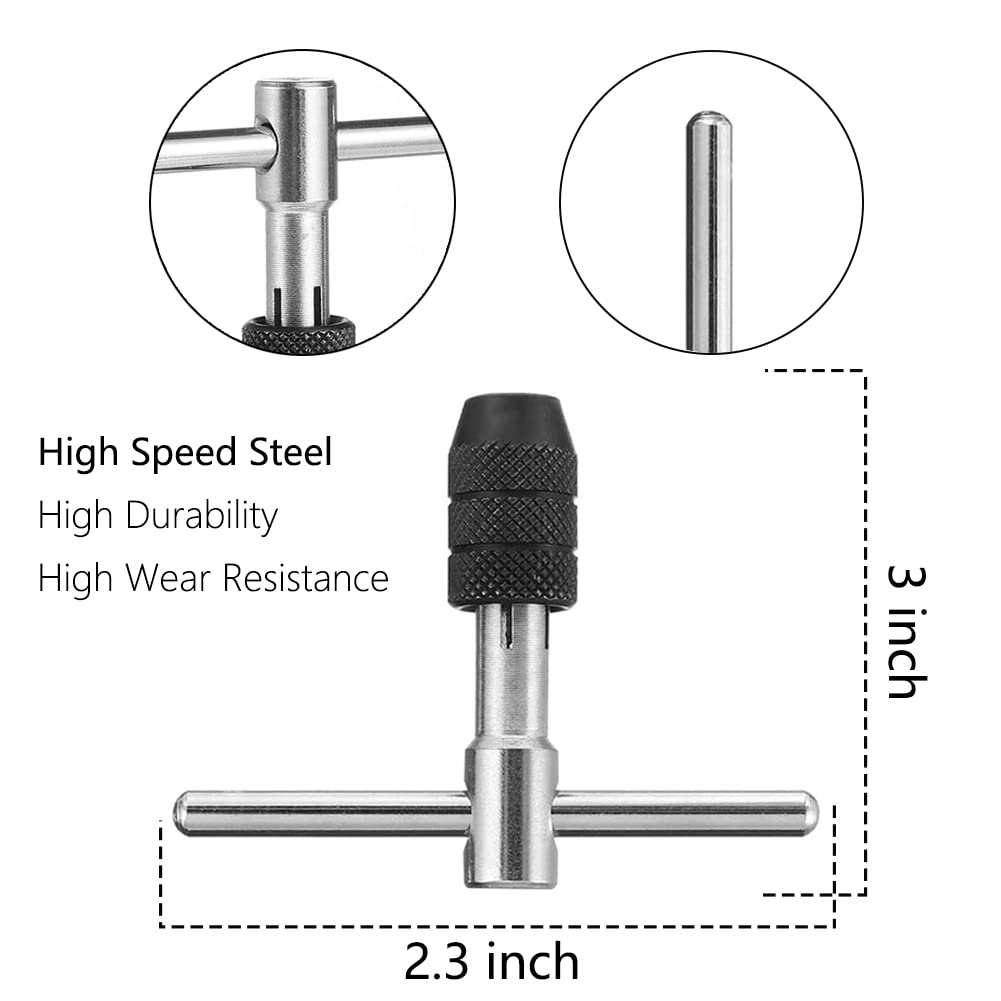 T-Handle Tap Wrench Kit with 5pcs M3 M4 M5 M6 M8 Machine Thread Taps Set