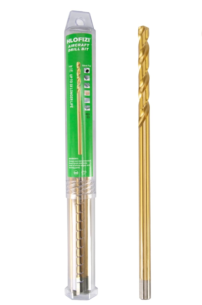 HLOFIZI 1/2 x 12 Inch Extra Long Drill Bit (1 Pack), Aircraft Drill Bit Titanium M2 High Speed Steel for Wood, Plastic, PVC, Thin Metal Sheet