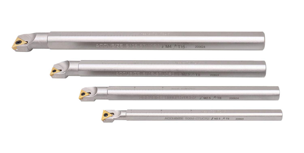 Accusize Right Hand STUCR Indexable Boring Bar Set with 20 TCMT Inserts