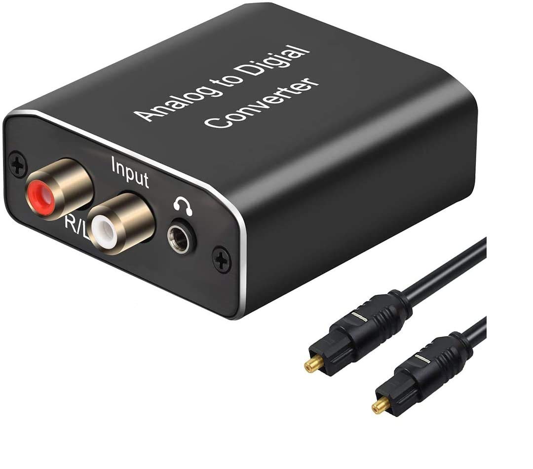 Analog to Digital Audio Converter,Hdiwousp Aluminum RCA to Optical with Optical Cable, Stereo L/R and 3.5mm Jack to