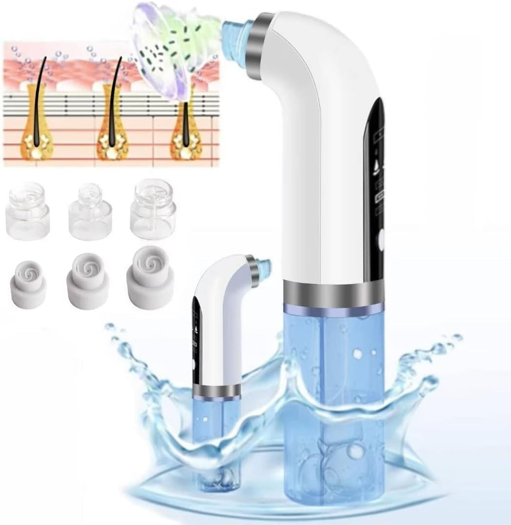 Hydrafacial Pore Vacuum Blackhead Remover Water Circulation Pore Cleaner Pimple Extractor Tools with 6 Suction