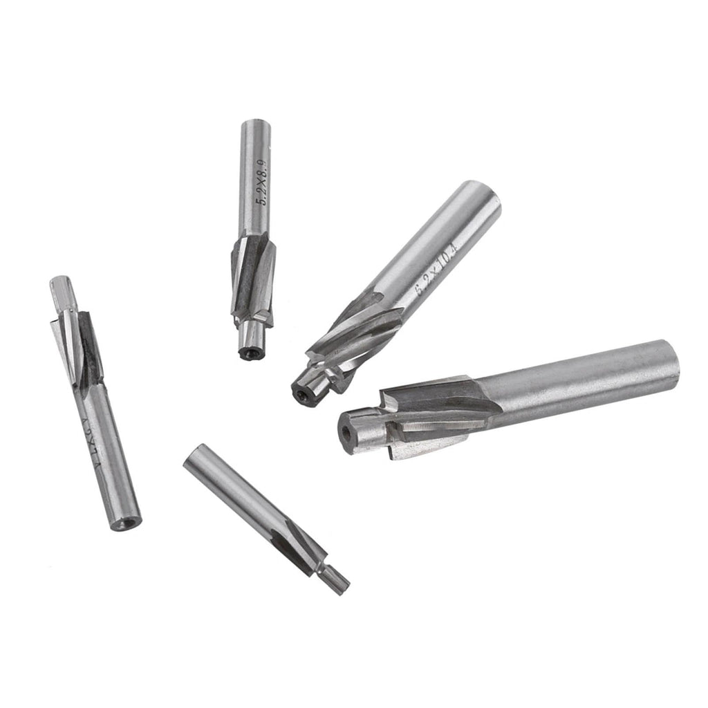 5Pcs Milling Cutter Drill Bit M3 M4 M5 M6 M8, 4 Flutes Straight End Mill Cutter, HSS-AL High Speed Steel Slotting Counterbore End Mill Cutter for Copper, Aluminum, Steel, Cast Iron