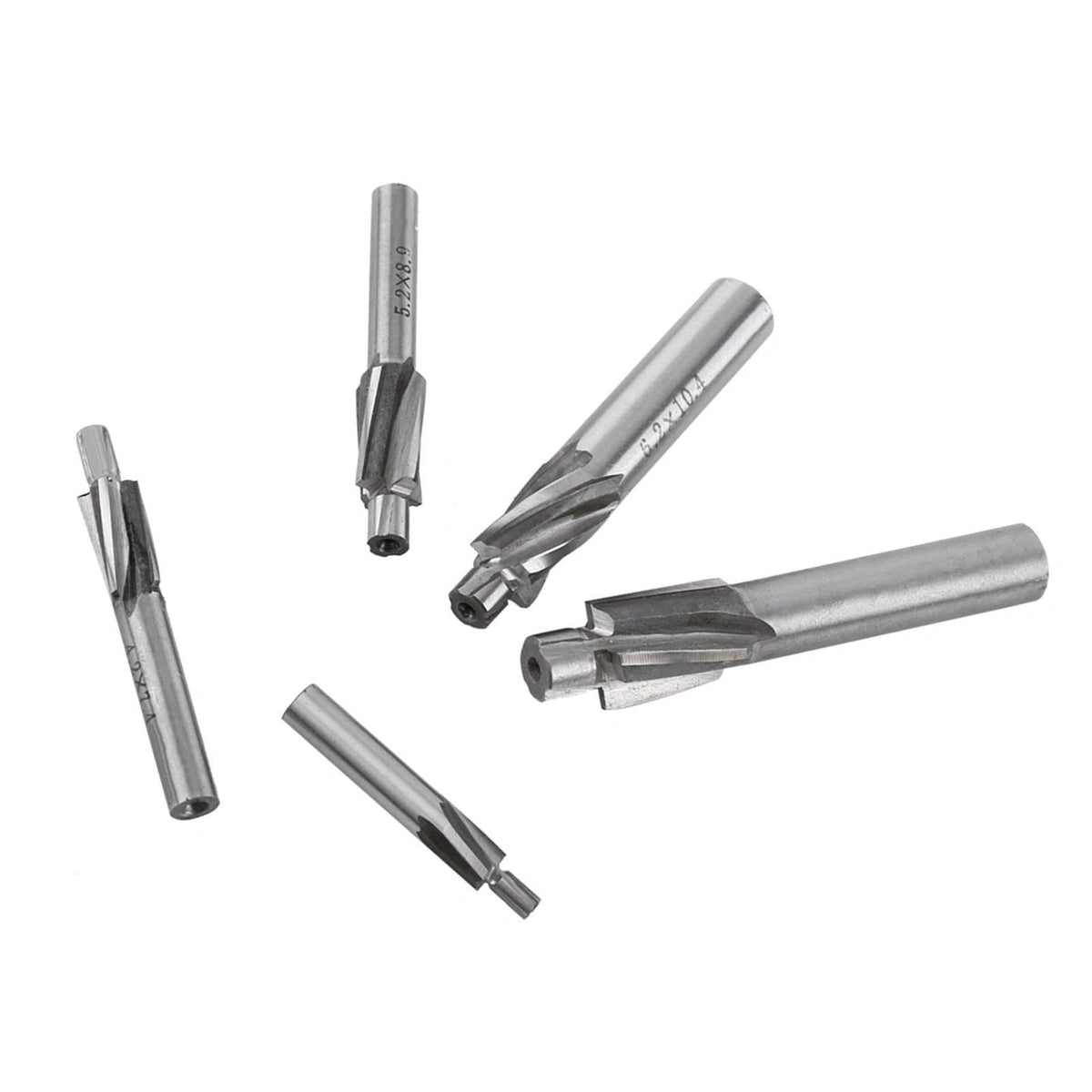 5Pcs Milling Cutter Drill Bit M3 M4 M5 M6 M8, 4 Flutes Straight End Mill Cutter, HSS-AL High Speed Steel Slotting Counterbore End Mill Cutter for Copper, Aluminum, Steel, Cast Iron