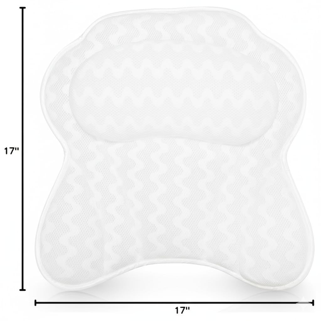 Bathtub Pillow with Neck & Back Support, Soft 3D Mesh Bath Cushion
