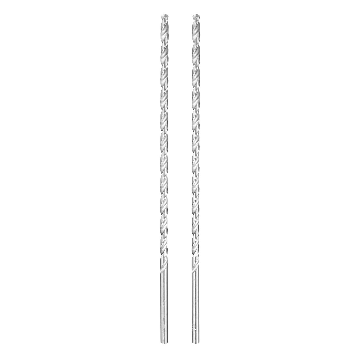 HARFINGTON 2pcs Twist Drill Bit 4.5mm Dia 200mm (7.87") Extra Long High-Speed Steel Spiral Jobber Drill Bits Fully Ground Drilling Tools for Wood Plastic Aluminum Thin Metal Sheet